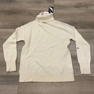 HALOGEN NEW $98 Cashmere Turtleneck Sweater in Ivory Cloud XS